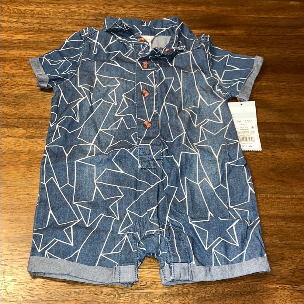 New baby boy Romper size 12m Cat and Jack- stars